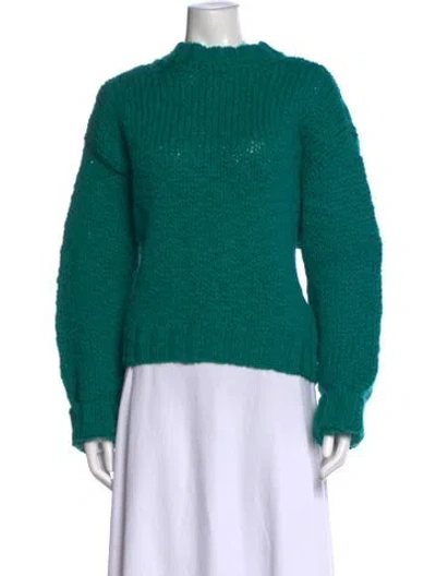 Pre-owned Amiya Virgin Wool Crew Neck Sweater W/ Tags In Green