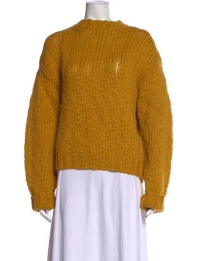 Pre-owned Amiya Virgin Wool Crew Neck Sweater W/ Tags In Yellow