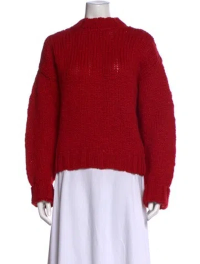 Pre-owned Amiya Virgin Wool Mock Neck Sweater W/ Tags In Red