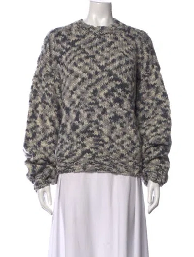 Pre-owned Amiya Virgin Wool Patterned Sweater W/ Tags In Multi