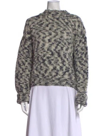 Pre-owned Amiya Virgin Wool Patterned Sweater W/ Tags In Multi