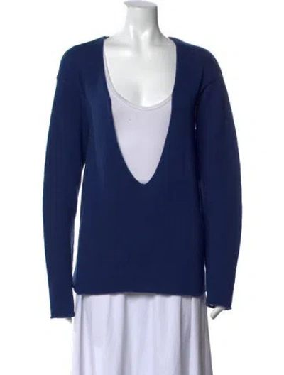 Pre-owned Amiya V-neck Sweater In Blue