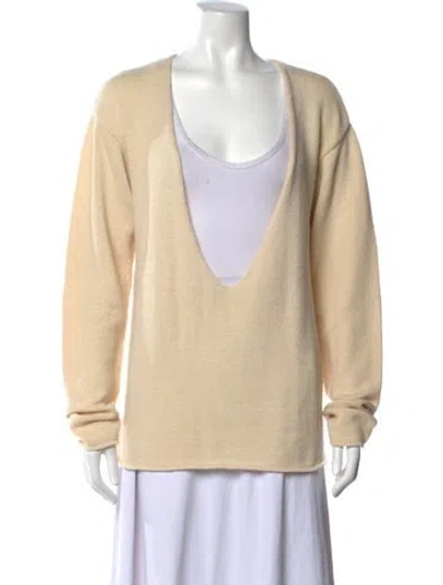 Pre-owned Amiya V-neck Sweater In Neutrals