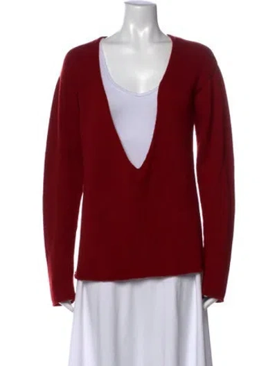 Pre-owned Amiya V-neck Sweater In Red