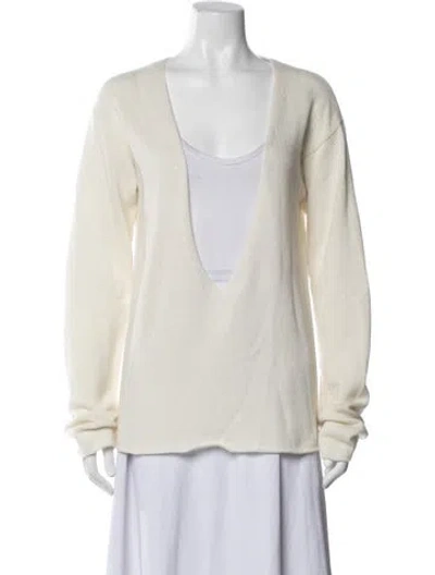 Pre-owned Amiya V-neck Sweater In White