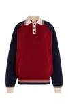 Amiya Yale Relaxed Wool Polo Top In Burgundy