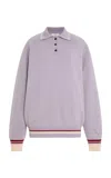 Amiya Yale Relaxed Wool Polo Top In Purple
