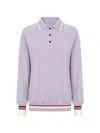 Amiya Yale Stripe-trim Raglan-sleeve Polo Top In Purple