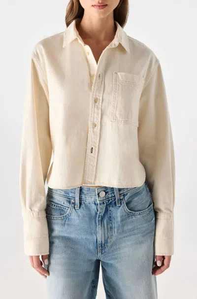 Amo Abigal Cropped Denim Shirt In Bone In Neutral