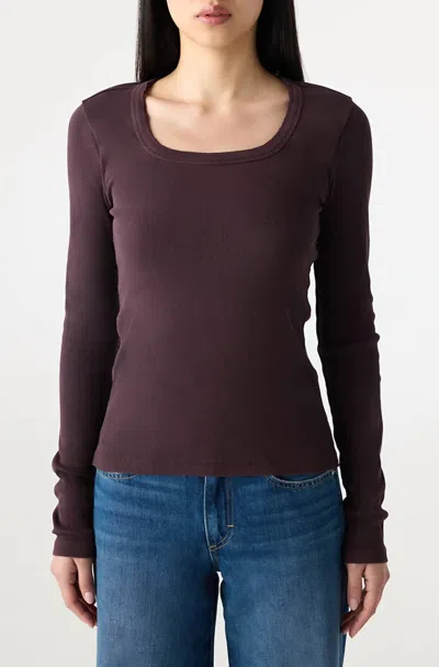 Amo Angelina Long Sleeve Top In Aubergine In Red