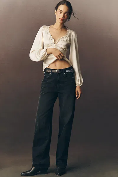 Amo Annette Mid-rise Wide-leg Jeans In Black