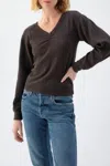 Amo Beau Waffle Knit Top In Vintage Black In Black
