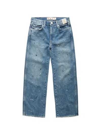 Amo Billie Paint-splatter Jeans In Blue