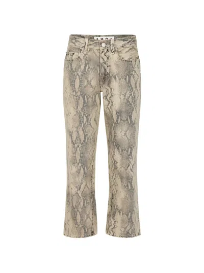 Amo Billie Snakeskin-print Jeans In Neutral