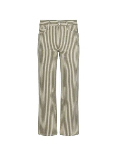 Amo Billie Striped Cotton Jeans In Green