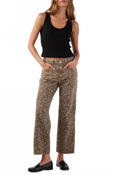 Amo Billie Wide Straight Leg Jeans In Leopard In Brown