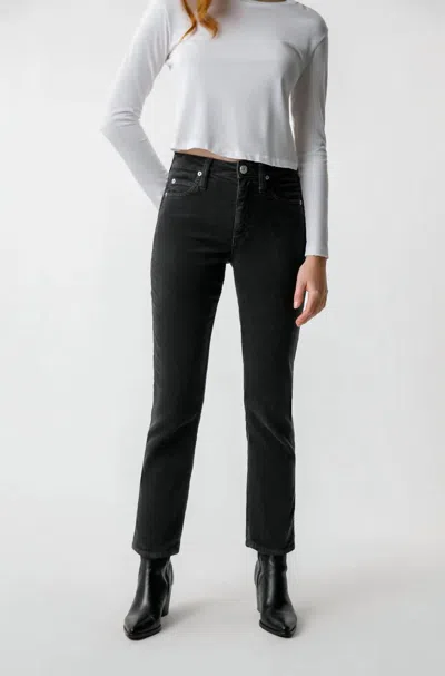 Amo Chloe Crop Cord Pant In Vintage Black In Blue