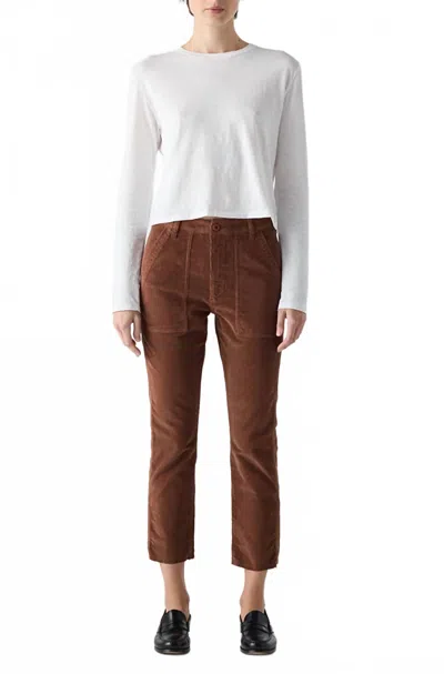 Amo Corduroy Easy Army Trouser In Cocoa In Brown