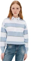 Amo Crop Annie Rugby Top In Sky In Sky