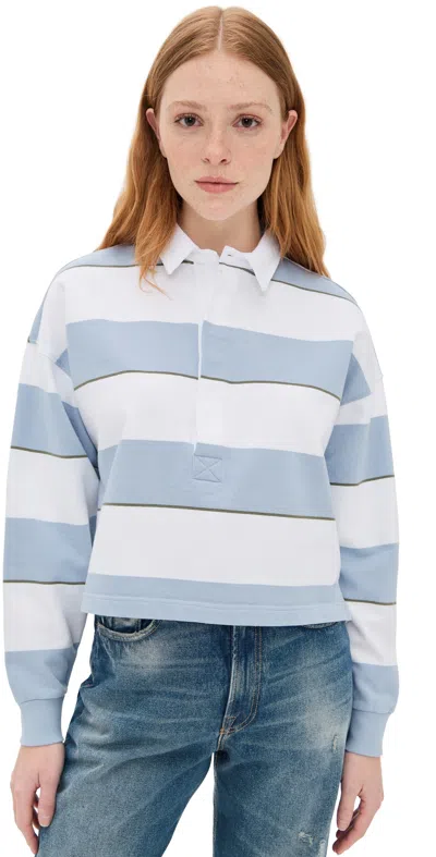 Amo Crop Annie Rugby Top In Sky