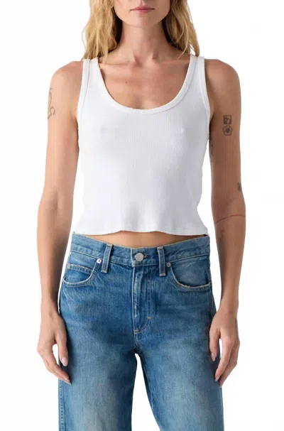 Amo Crop Rib Tank Top In White