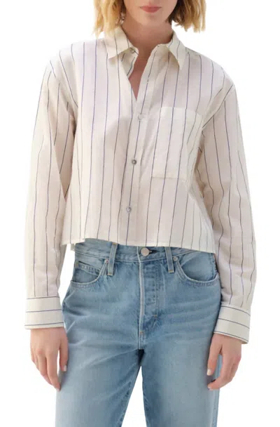 Amo Ruth Crop Shirt In Bone/neptune Multi Stripe