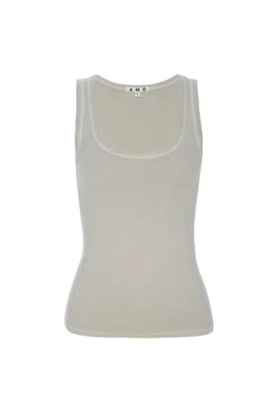 Amo Denim Angel Rib Tank In Neutral