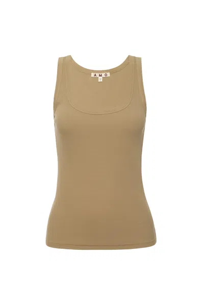Amo Denim Angel Rib Tank In Neutral