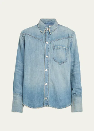 Amo Denim Dtla Denim Shirt In Silver Springs