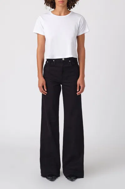 Amo Denim Frida Straight Raw Hem Jeans In Black Oak