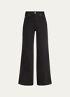 Amo Denim Frida Straight Raw Hem Jeans In Black Oak