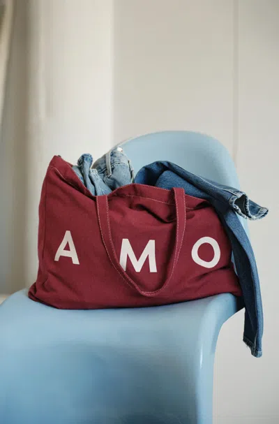 Amo Denim Large Amo Canvas Tote Bag In Red