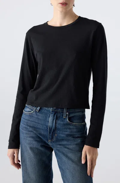 Amo Denim Linen L/s Babe Tee In Black