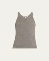 Amo Denim Long Ribbed Tank Top In Heather Grey