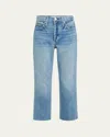 Amo Denim Loverboy High-rise Cropped Jeans With Frayed Hem In Loved