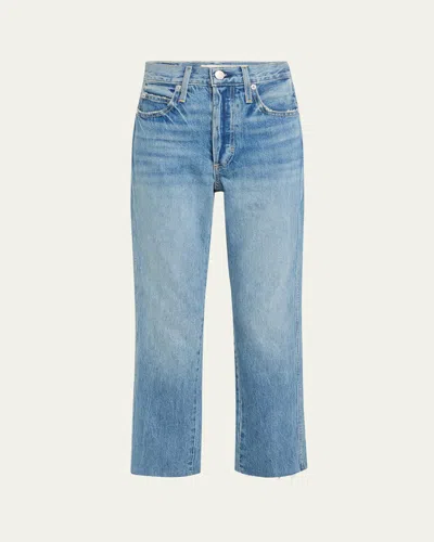 Amo Denim Loverboy High-rise Cropped Jeans With Frayed Hem In Brtblu