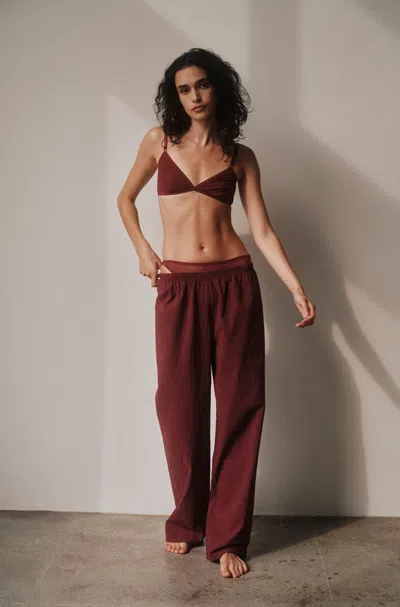 Amo Denim Recline Pant In Burgundy