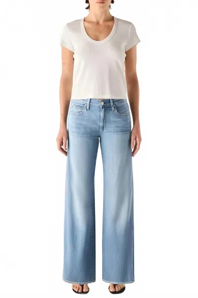 Amo Denim Regina Mid Rise Wide Leg Jeans In Loom In Blue