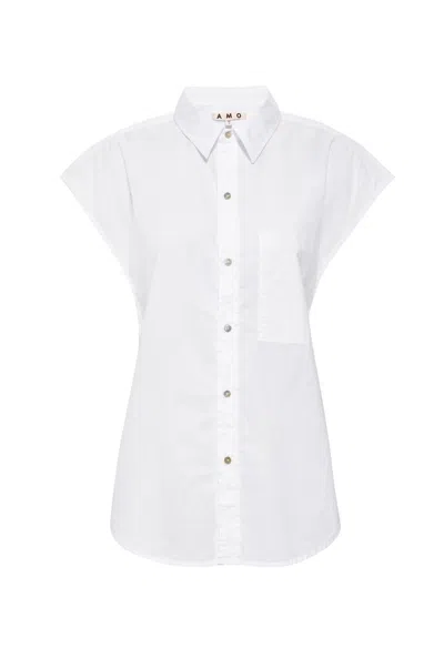 Amo Denim Ruth Sleeveless Shirt In White