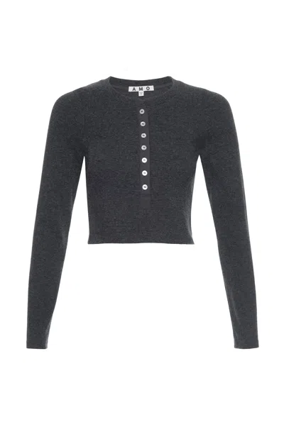 Amo Denim Sassy Rib Henley In Black