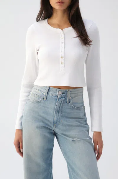 Amo Denim Sassy Rib Henley In White