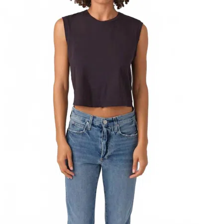 Amo Denim Sleeveless Babe Tee In Vintage Black In Brown