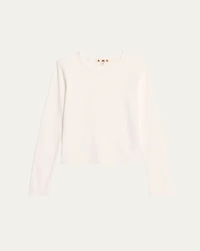 Amo Denim Slim Rib Long-sleeve Tee In White