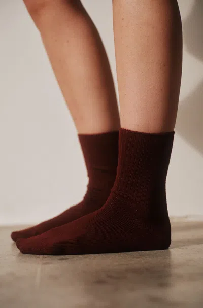 Amo Denim Soft Rib Sock In Brown