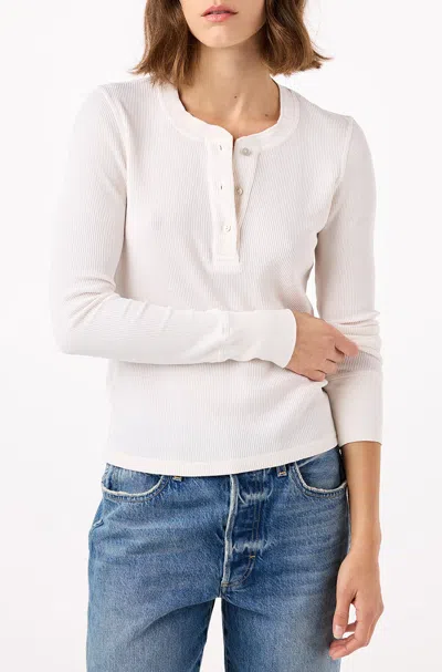 Amo Denim Thermal Henley Tee In White
