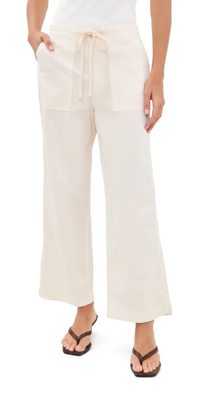 Amo Easy Drawstring Slouch Crop Trousers Bone In White