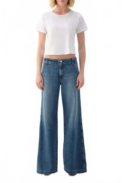 Amo Edith Wide Leg Trouser In Romance In Blue