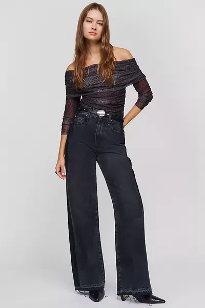 Amo Frida High Rise Wide Leg Flare Jeans In Black