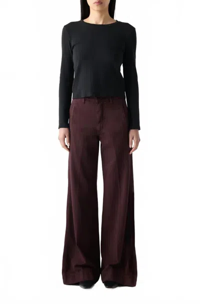 Amo Frida Trouser In Aubergine In Brown