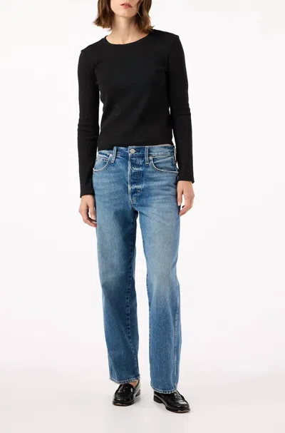 Amo Hattie Mid Rise Straight Leg Jeans In Allure In Blue